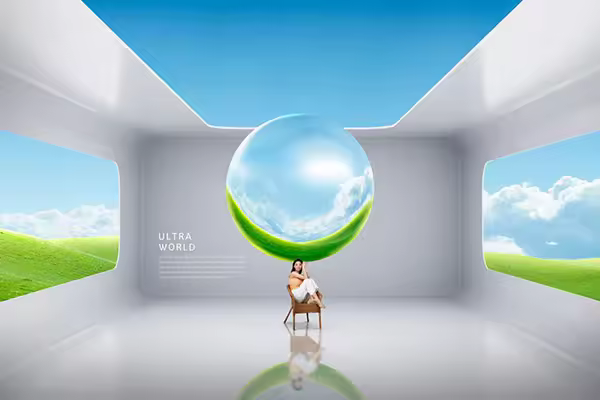 草原蓝天风景室内空间海报设计韩国素材[psd]