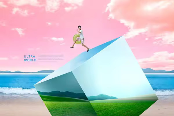 彩色风景自然景观方块海报设计韩国素材[psd]