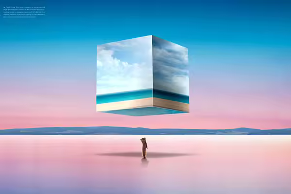 梦幻风景蓝天方块海报设计韩国素材[psd]