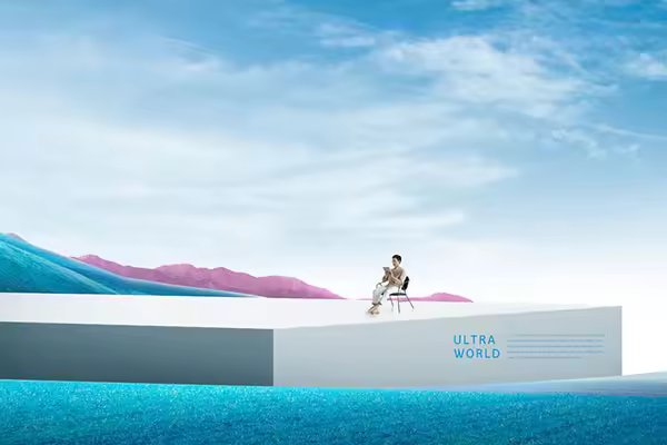 蓝色花海风景空间海报设计韩国素材[psd]
