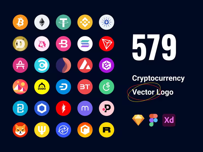 小咖下午茶：579个数字加密货币矢量Logo图标素材