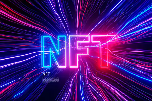 彩色发光线条NFT主题海报设计韩国素材[psd]