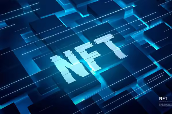 蓝光方块抽象NFT海报设计韩国素材[psd]