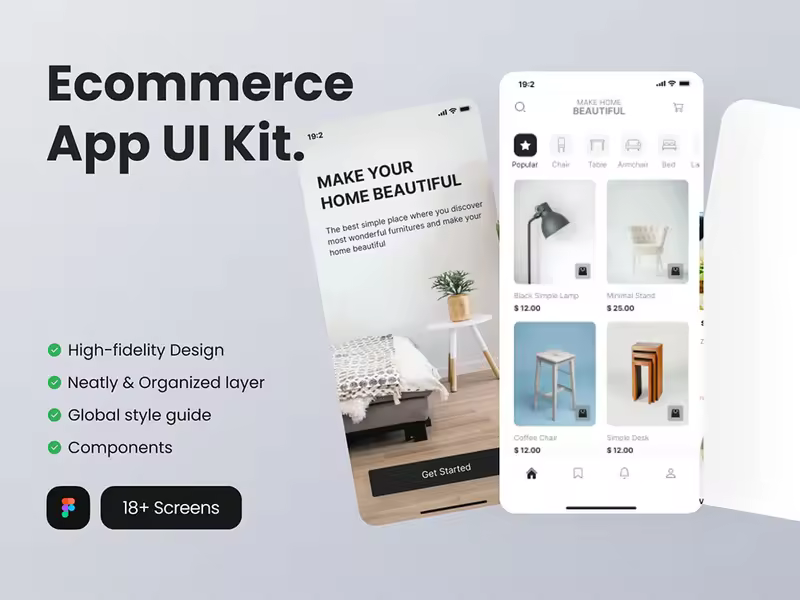 小咖下午茶：家具商城电子商务App应用程序 UI 套件