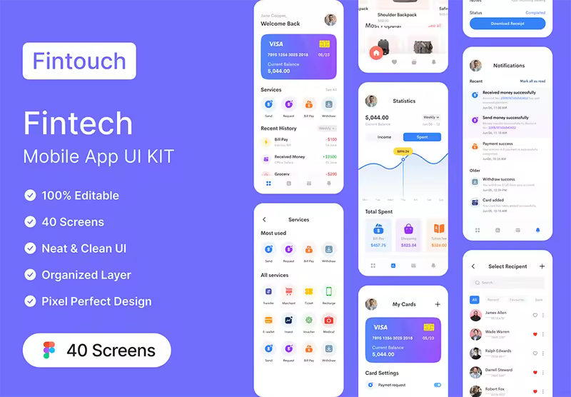 小咖下午茶：金融科技电子钱包App应用程序 UI 套件