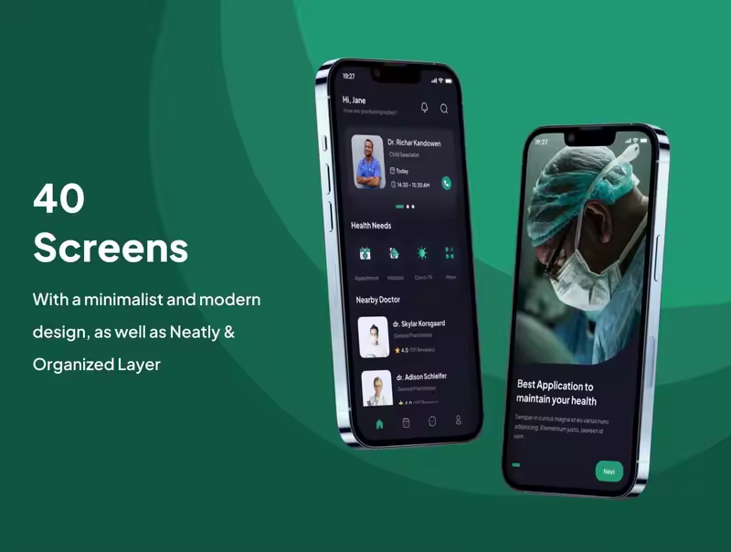 小咖下午茶：医疗健康App应用程序UI套件