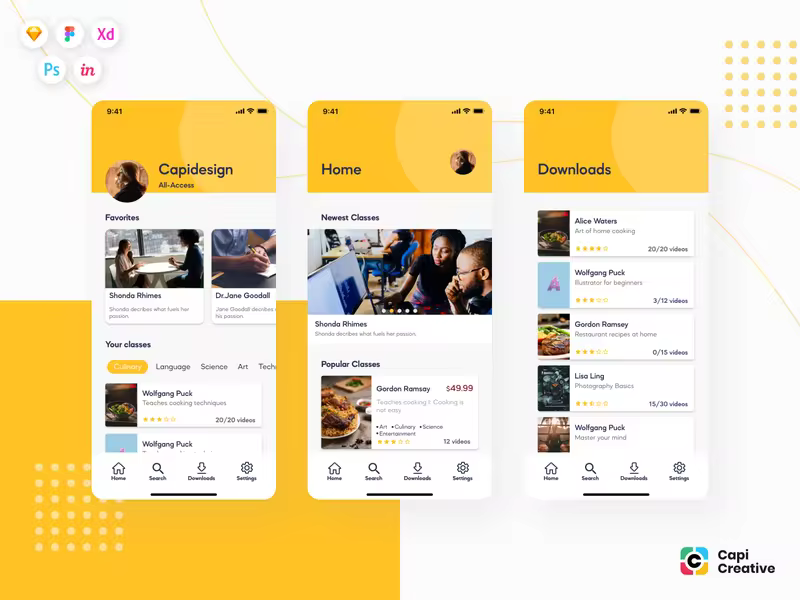 小咖下午茶：烹饪教学电子学习App应用程序 UI 套件