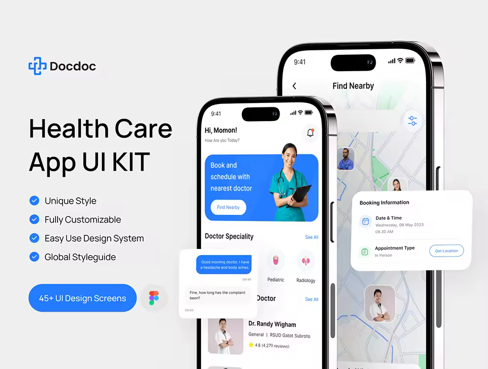 小咖下午茶：医生和医疗保健预约App应用设计UI KIT