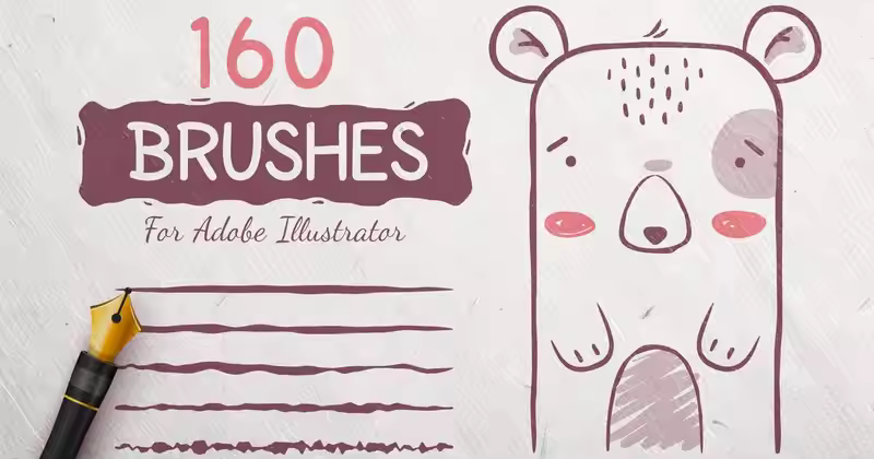 160 个适用于 Adob​​e Illustrator 的涂鸦矢量画笔