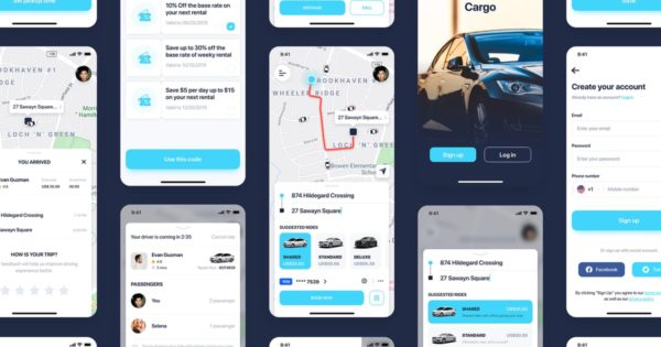 汽车共享移动应用程序 UI 套件