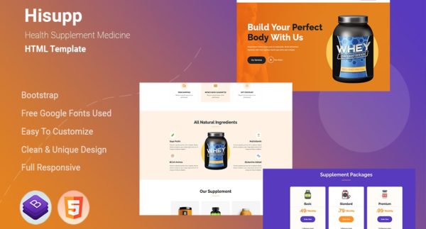 Hisupp – 健康补充药物 HTML 模板