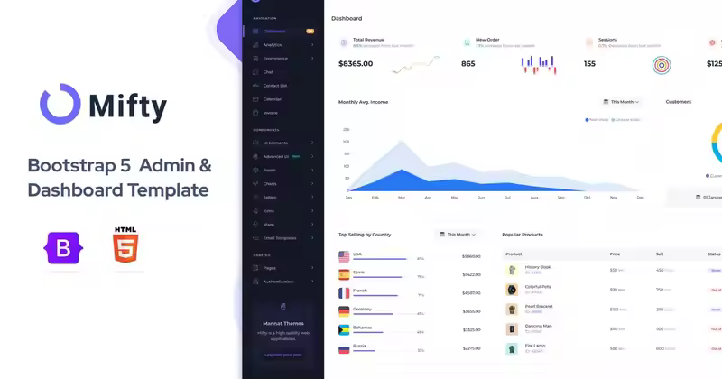 Mifty – HTML 管理和仪表板模板