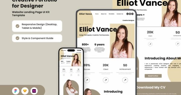 Elliot Vance – 时尚的投资组合登陆页面