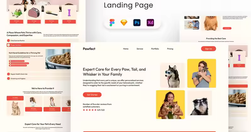 Pawfect – 宠物护理登陆页面 UI 套件