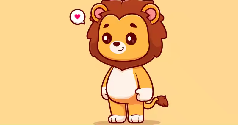 可爱的狮子站立卡通插图