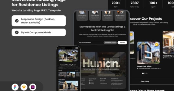 Hunian – 极简主义房地产登陆页面