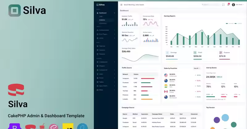 Silva – CakePHP 管理仪表板模板