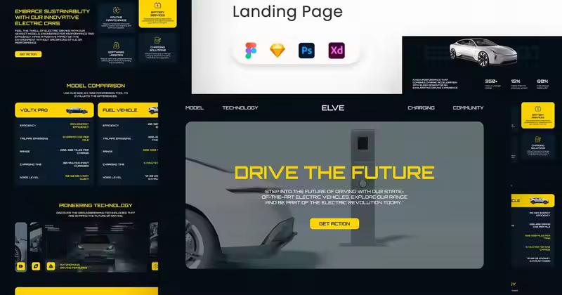 ELVE – 电动汽车登陆页面 UI 套件