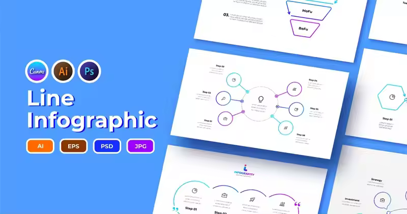 线条信息图表 Canva 和矢量模板