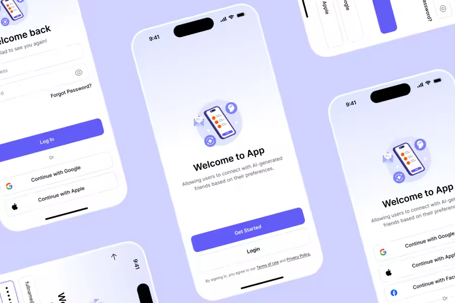 现代登录和登录 UI 套件素材