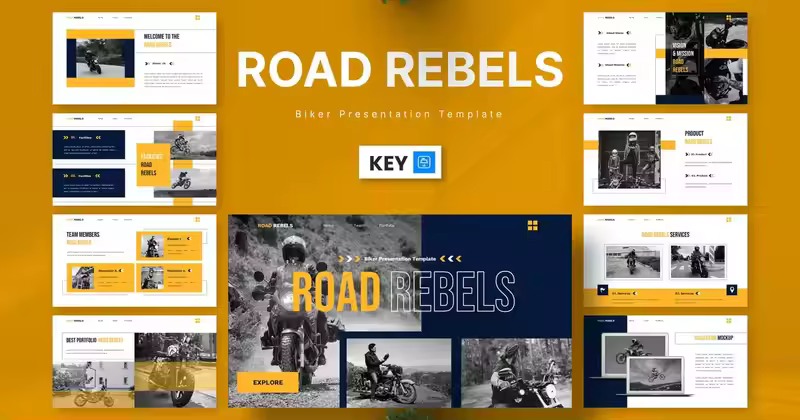 Road Rebels – 摩托车手主题演讲模板
