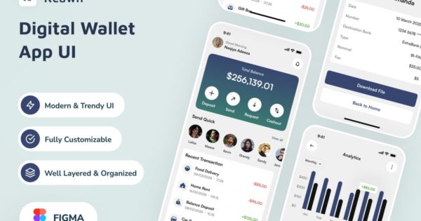 Reawn – 数字钱包应用程序用户界面