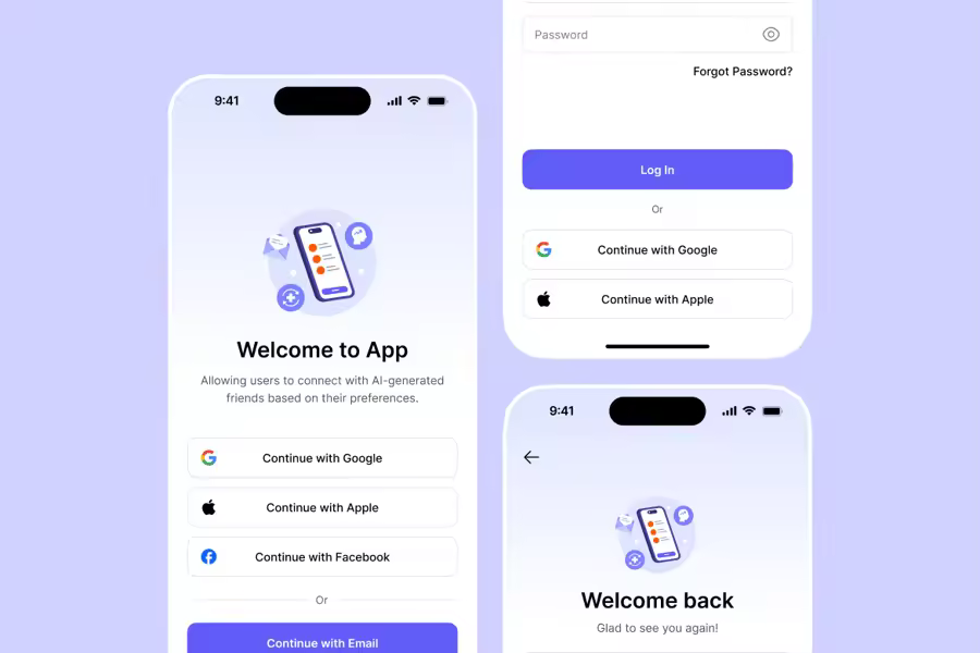现代登录和登录 UI 套件素材