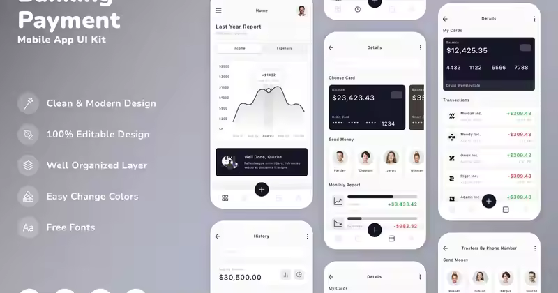 银行和支付移动应用程序 UI 套件