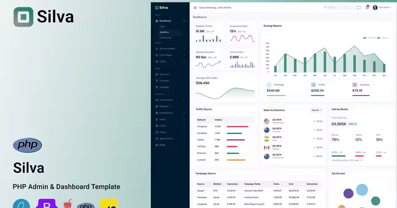 Silva – PHP 管理和仪表板模板