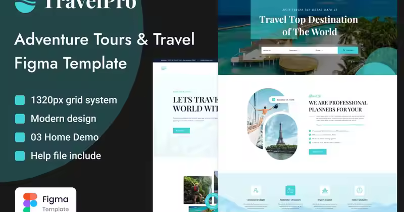 TravelPro – 旅游和旅行 Figma 模板