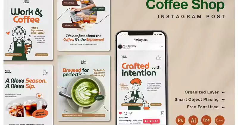 咖啡店广告 Instagram 帖子