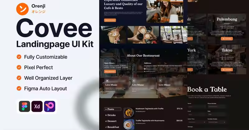 Covee 咖啡店登陆页面 UI 套件