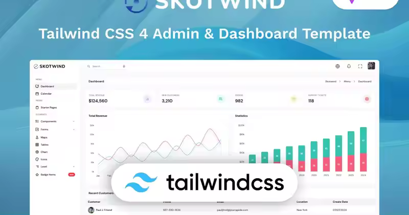 Skotwind-Tailwind CSS 4 管理 & UI 工具包模板