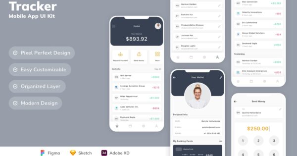 个人财务追踪移动应用程序 UI 套件