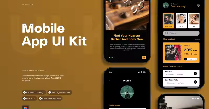 Barber Roll – 移动应用 UI 套件