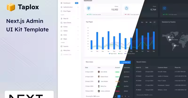 Taplox – Next.js 管理仪表板 UI 套件模板