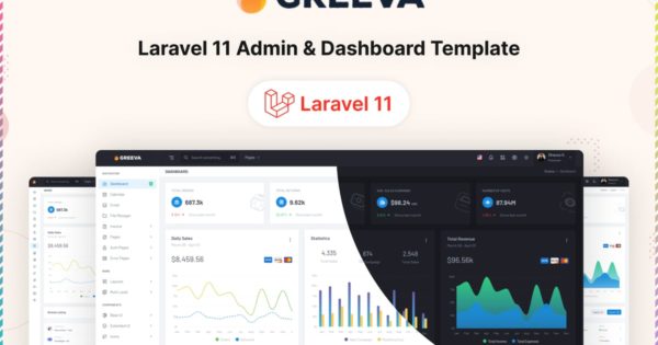 Greeva – Laravel 11 管理及仪表盘模板