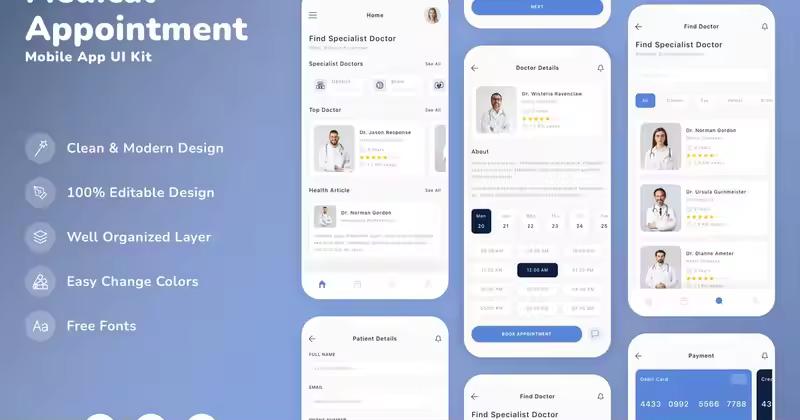 医疗预约移动应用程序 UI 套件