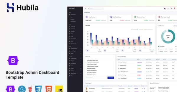 Hubila – Bootstrap 管理和仪表板 UI 套件