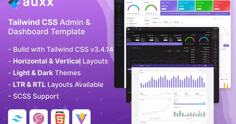 Auxx – Tailwind CSS 管理及仪表盘模板