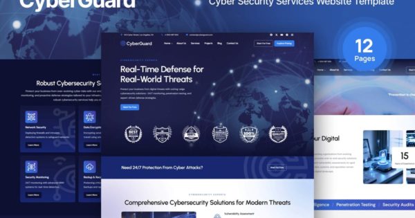 Cyber​​Guard – 网络安全服务网页模板