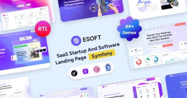 eSoft – SaaS 初创公司和软件 Symfony 登陆页面