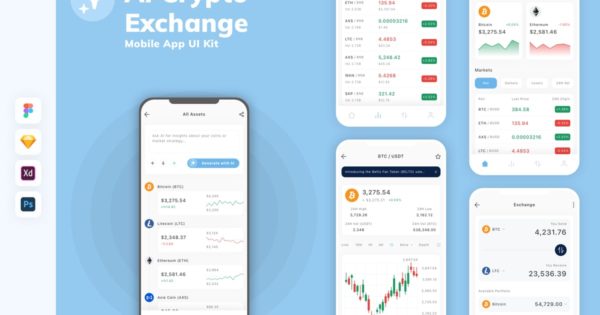 AI 加密货币交易所移动应用 UI 套件