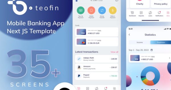 Teofin – Next.js 移动银行和金融 PWA