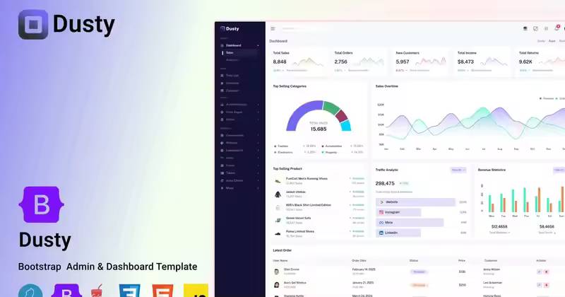 Dusty – Bootstrap 5 管理与仪表盘 UI 套件