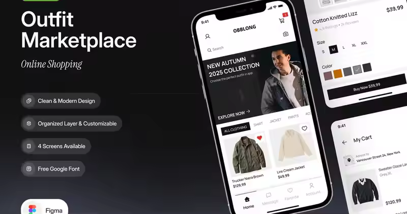Outfit Marketplace 移动应用程序 UI 设计套件