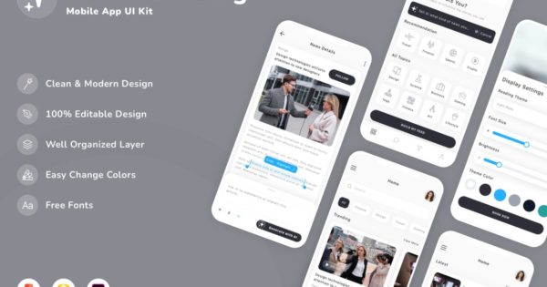 AI 新闻和博客移动应用程序 UI 套件