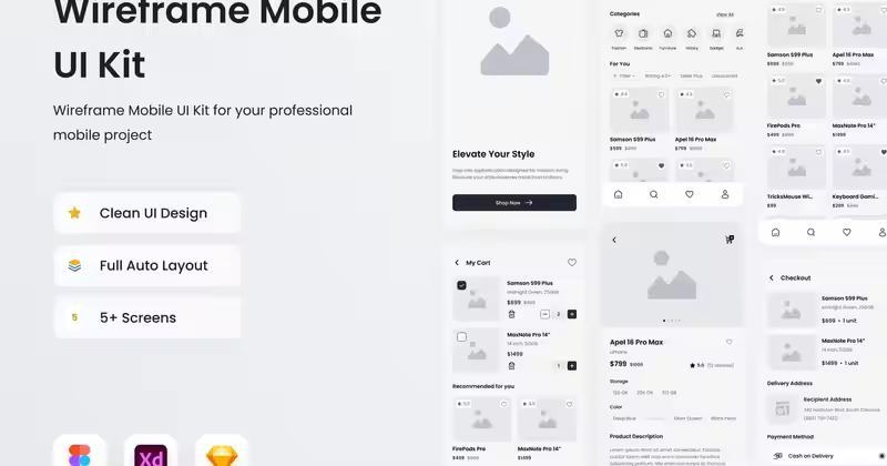 Comm – 移动线框 UI 套件