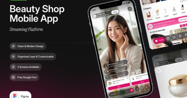 美容店流媒体移动应用程序 UI 设计套件
